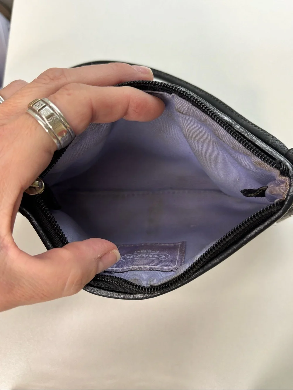 Coach, Black and silver lurex wristlet pre owned loved . Vintage